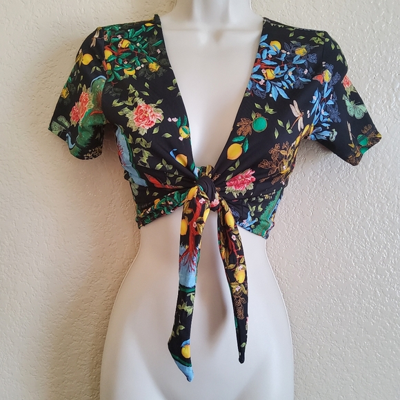 Free People Other - We Are Hot as Hell HAH Free People Wrap Floral Bikini Swimsuit Top Tie Front XS